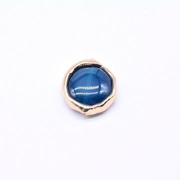 天然石ビーズ　メノウ　枠付き ラウンド 16×18mm ゴールド （1ヶ）