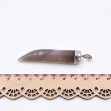 天然石ペンダントトップ  アイボリー型  1カン グレー 63x12mm ロジウム (1ヶ）