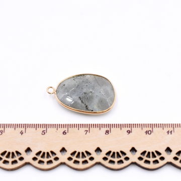 天然石フレームチャーム 不規則カット 1カン 35x22mm  全2色 ゴールド (1ヶ）