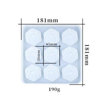 シリコンモールド　DIY　チャイニーズローズ　9花 181×181mm (2ヶ)