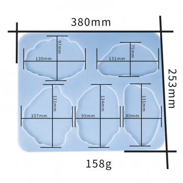 シリコンモールド　DIY　不規則　コースター　エポキシモールド 380×253mm (2ヶ)