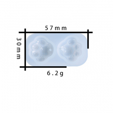 シリコンモールド DIY 猫の足型 57×30×10mm ハンドメイド用 (2ヶ)