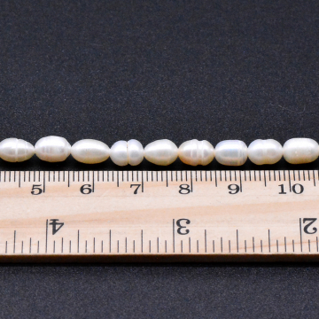 淡水パールビーズ 不規則オーバル 天然素材 5-8mm 1連(約48ヶ)