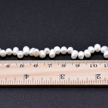 淡水パールビーズ 不規則オーバル 天然素材 4-7mm 1連(約87ヶ)