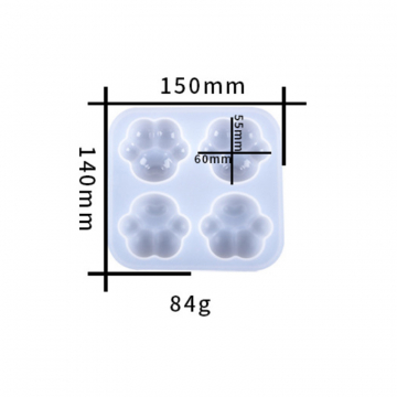 シリコンモールド DIY セットつや消し猫の足型 150×140mm ハンドメイド用 (2ヶ)