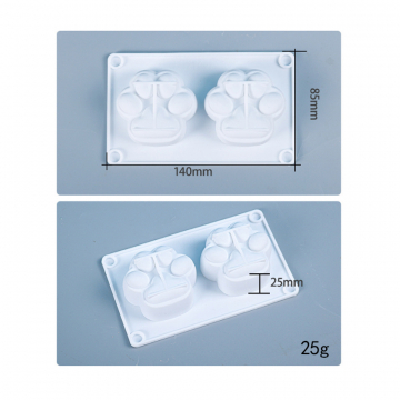 シリコンモールド DIY 猫の足型つや消し 140×85×25mm ハンドメイド用 (2ヶ)