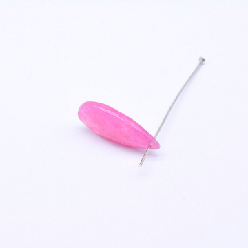 天然石チャーム メノウ しずく型カット 12×27mm ローズピンク （1ヶ）