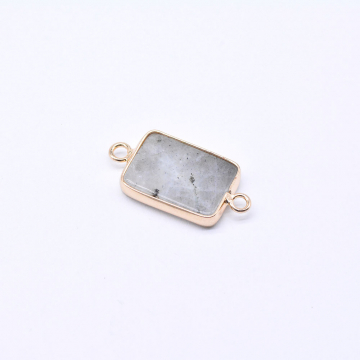 天然石コネクターチャーム ラブラドライト 長方形 15×28mm ゴールド （1ヶ）
