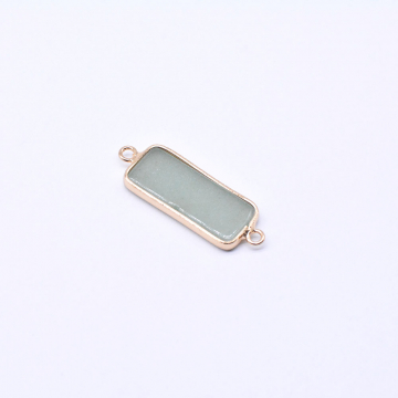 天然石コネクターチャーム グリーンアベンチュリン 長方形 10×28mm ゴールド （1ヶ）