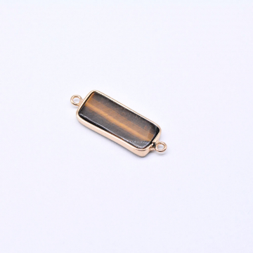 天然石コネクターチャーム タイガアイ長方形 10×28mm ゴールド （1ヶ）