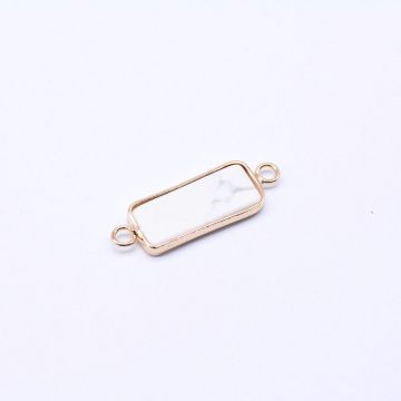 天然石コネクターチャーム ハウライトターコイズ 長方形 10×30mm ゴールド （1ヶ）