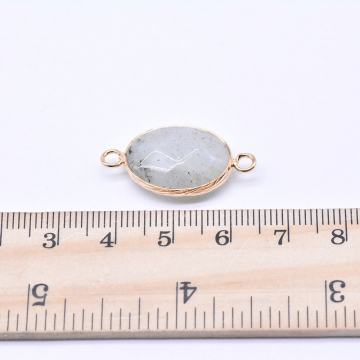 天然石コネクターチャーム ラブラドライト オーバル 15×28mm ゴールド （1ヶ）