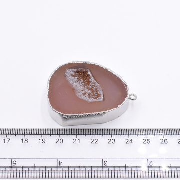 天然石フレームチャーム しずく型 1カン オレンジ 54x38mm ロジウム (1ヶ）