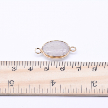 天然石コネクターチャーム グレーアゲート オーバル 2カン 13×27mm ゴールド （1ヶ）