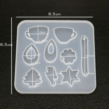 シリコンモールド DIY ピアスチャーム型 混合図形 85×85×4mm ハンドメイド用 （2ヶ）