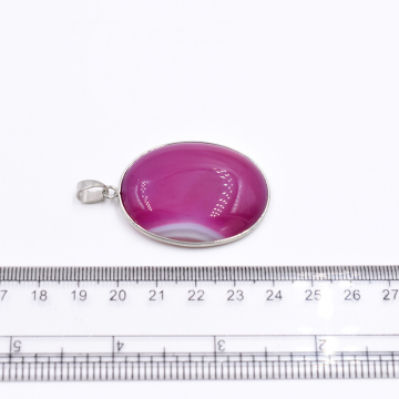 天然石ペンダントトップ オーバル 1カン パープルアゲート 45x31mm ロジウム （1ヶ）