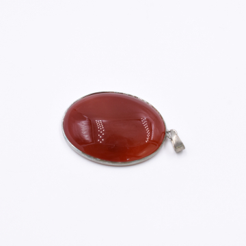 天然石ペンダントトップ オーバル 1カン ダークレッドアゲート 45x31mm ロジウム （1ヶ）
