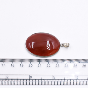 天然石ペンダントトップ オーバル 1カン ダークレッドアゲート 45x31mm ロジウム （1ヶ）
