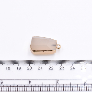 天然石フレームチャーム 不規則カット 1カン ベージュアゲート 29x17mm ゴールド （1ヶ）