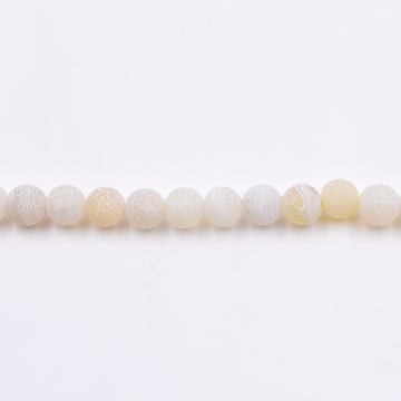 天然石ビーズ ラウンド アイボリークラックアゲート 8mm 1連（約48ケ）