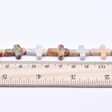 天然石ビーズ クレイジーレースアゲート 十字型 12ｘ16mm 1連(約24ヶ）