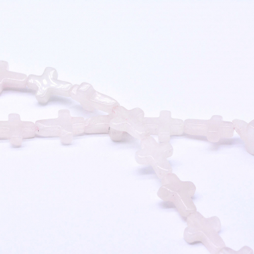 天然石ビーズ ピンククォーツ 十字型 12ｘ16mm 1連(約24ヶ）