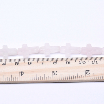 天然石ビーズ ピンククォーツ 十字型 12ｘ16mm 1連(約24ヶ）