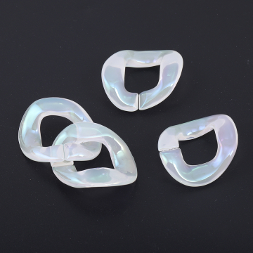 高品質アクリルチェーンパーツ ツイスト 32×39mm クリアホワイトＡＢ オーロラカラー（4ヶ）