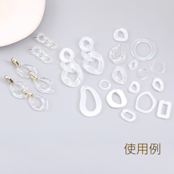 高品質アクリルパーツ リング 18mm クリアホワイトＡＢ オーロラカラー（10ヶ）