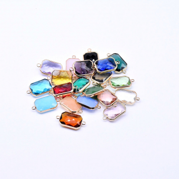 ガラスチャーム 長方形カット 2カンつき 14x25mm (10ヶ)