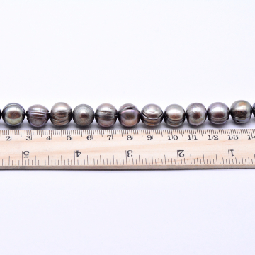 高品質淡水パールビーズ 丸玉 天然素材 グレーパープル 12-13mm【1連（約32ヶ）】
