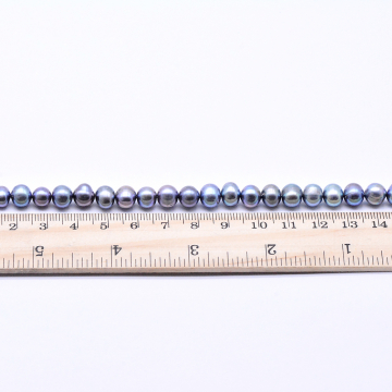 高品質淡水パールビーズ 丸玉 天然素材 パープル 7-8mm【1連（約56ヶ）】