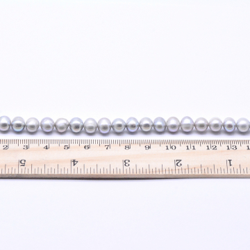 高品質淡水パールビーズ 丸玉 天然素材 ライトパープル 7-8mm【1連（約56ヶ）】