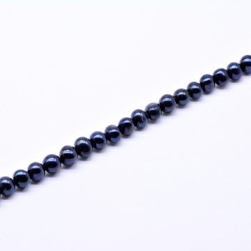 高品質淡水パールビーズ 丸玉 天然素材 ブラック 7-8mm【1連（約59ヶ）】