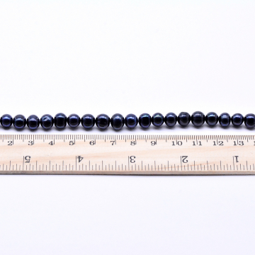 高品質淡水パールビーズ 丸玉 天然素材 ブラック 7-8mm【1連（約59ヶ）】