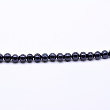 高品質淡水パールビーズ 丸玉 天然素材 ブラック 7-8mm【1連（約56ヶ）】