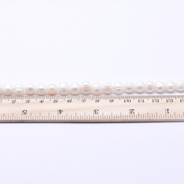 高品質淡水パールビーズ オーバル 天然素材 ホワイト  8-9mm【1連（約46ヶ）】