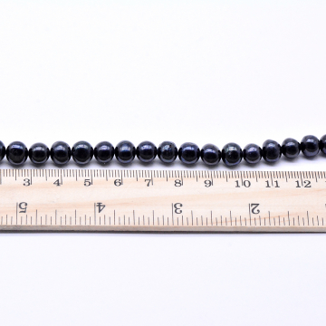高品質淡水パールビーズ 丸玉 天然素材 ブラック 6-7mm【1連（約56ヶ）】