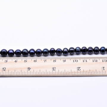 高品質淡水パールビーズ 丸玉 天然素材 ブラック 6-7mm【1連（約58ヶ）】