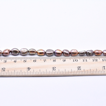高品質淡水パールビーズ オーバル 天然素材 ライトブラウン  7-8mm【1連（約46ヶ）】