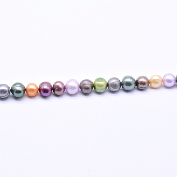 高品質淡水パールビーズ ラウンド 天然素材 カラーミックス 8-9mm【1連（約52ヶ）】
