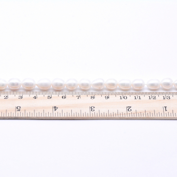 高品質淡水パールビーズ オーバル 天然素材 ホワイト  8-9mm【1連（約40ヶ）】