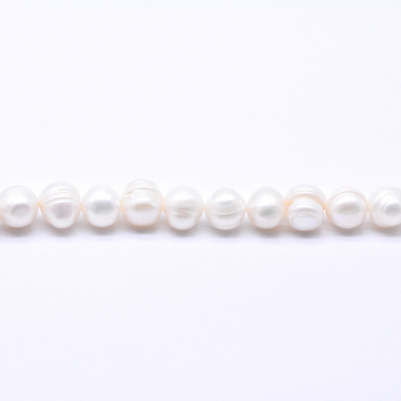 高品質淡水パールビーズ オーバル 天然素材 ホワイト  11-12mm【1連（約35ヶ）】