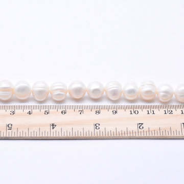 高品質淡水パールビーズ オーバル 天然素材 ホワイト  11-12mm【1連（約35ヶ）】