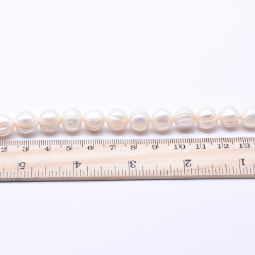 高品質淡水パールビーズ ラウンド 天然素材 ホワイト11-12mm【1連（約34ヶ）】
