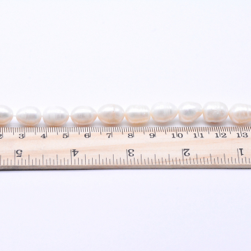 高品質淡水パールビーズ オーバル 天然素材 ホワイト 10-11mm【1連（約30ヶ）】