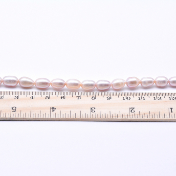 高品質淡水パールビーズ オーバル 天然素材 ライトピンク 7-8mm【1連（約38ヶ）】