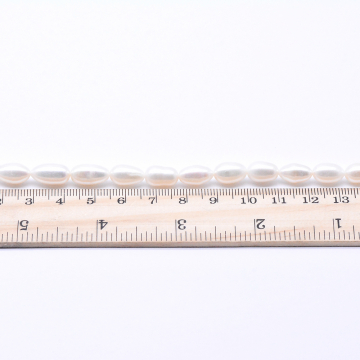 高品質淡水パールビーズ オーバル 天然素材 ホワイト 7-8mm【1連（約35ヶ）】