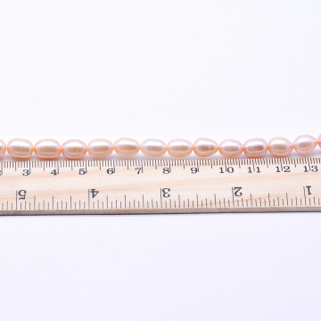 高品質淡水パールビーズ オーバル 天然素材 ベージュ 7-8mm【1連（約42ヶ）】