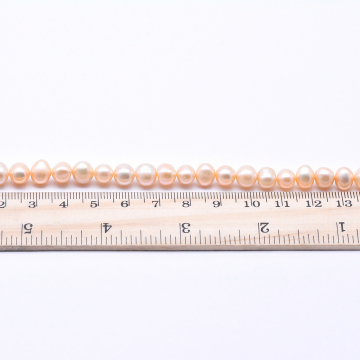 高品質淡水パールビーズ ラウンド 天然素材 ベージュ 7-8mm【1連（約57ヶ）】